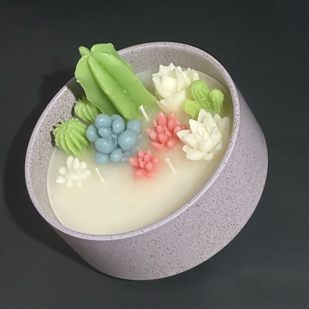 Decorative Candle with Succulent Design